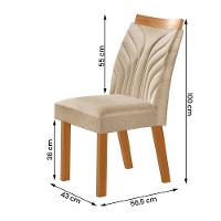 Conjunto De 4 Cadeiras Veneza Com Tecido Linho Encosto Alto Bege Claro/cinamomo - 3