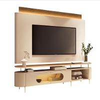 Conjunto Bancada Aria E Painel Nobre Led Para Tv Até 85” Off White/cinamomo - 1