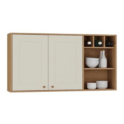 Aéreo Tunísia 120cm Com Nicho 2 Portas E Prateleiras Canelato/off White