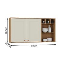 Aéreo Tunísia 120cm Com Nicho 2 Portas E Prateleiras Canelato/off White - 3