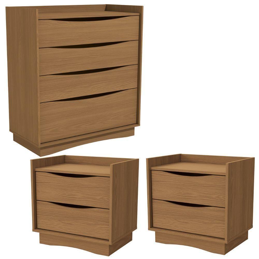 Comoda 4 Gavetas 02 Mesas De Cabeceira 2 Gavetas M26061 Kappesberg Canela - 1