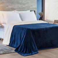 Cobertor Queen Alaska Dupla Face Sherpa/mantinha - Marinho - 1
