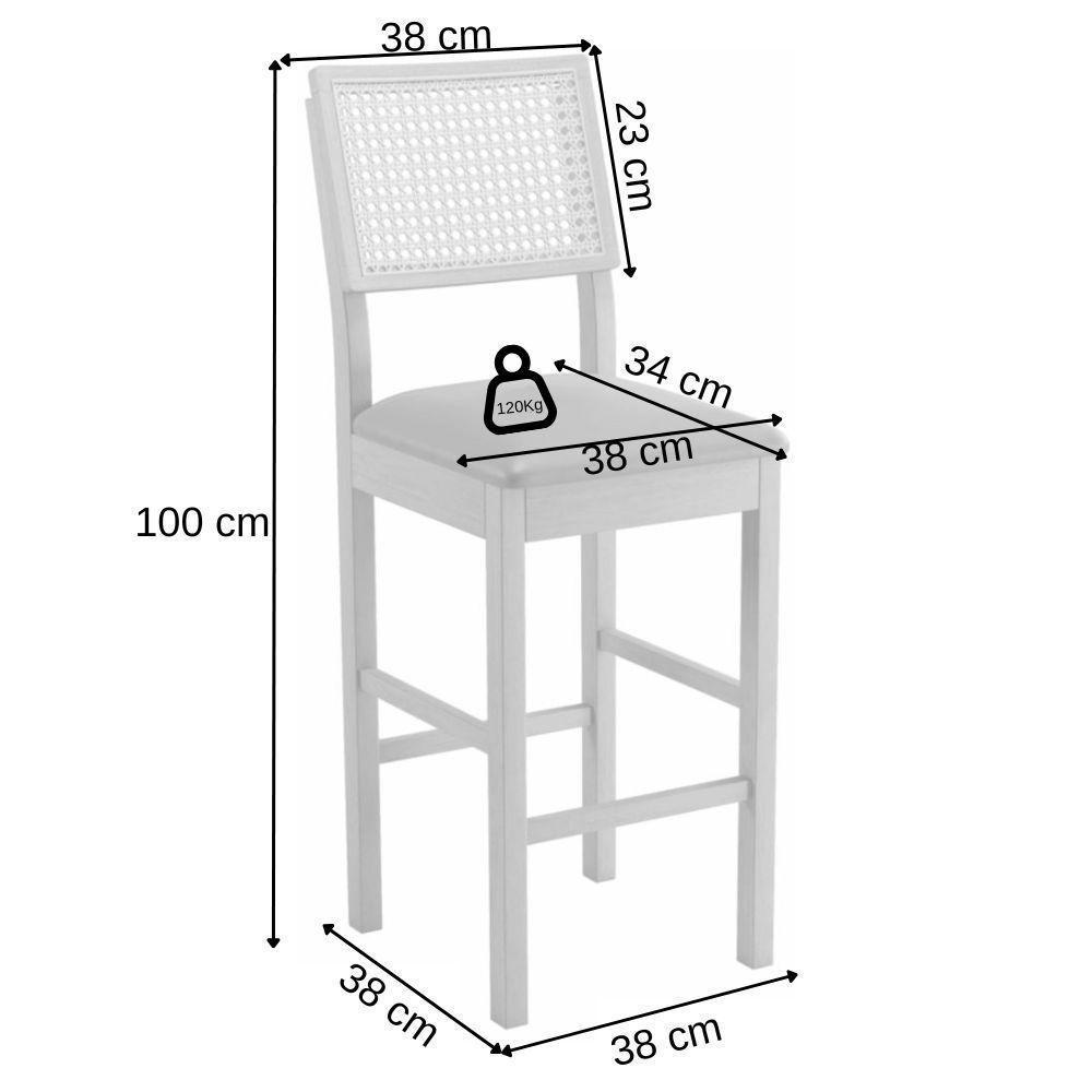 Banqueta Jade 03 Com Rattan Linho Marrom Pés Em Madeira Jcm - 3