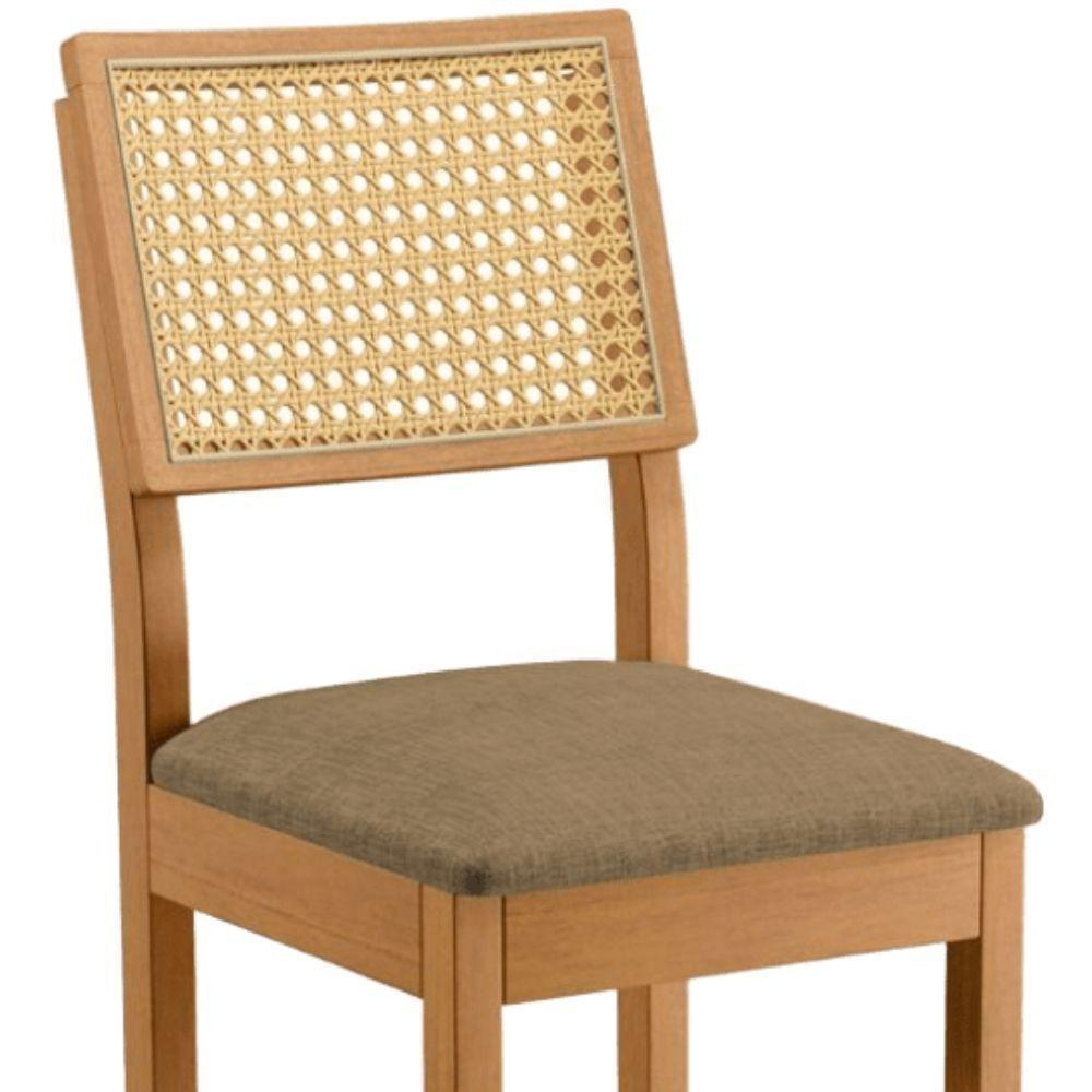 Banqueta Jade 03 Com Rattan Linho Marrom Pés Em Madeira Jcm - 4