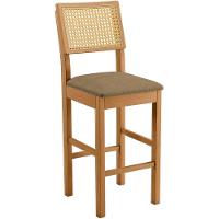 Banqueta Jade 03 Com Rattan Linho Marrom Pés Em Madeira Jcm - 1