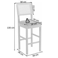 Banqueta Jade 03 Com Rattan Linho Marrom Pés Em Madeira Jcm - 3