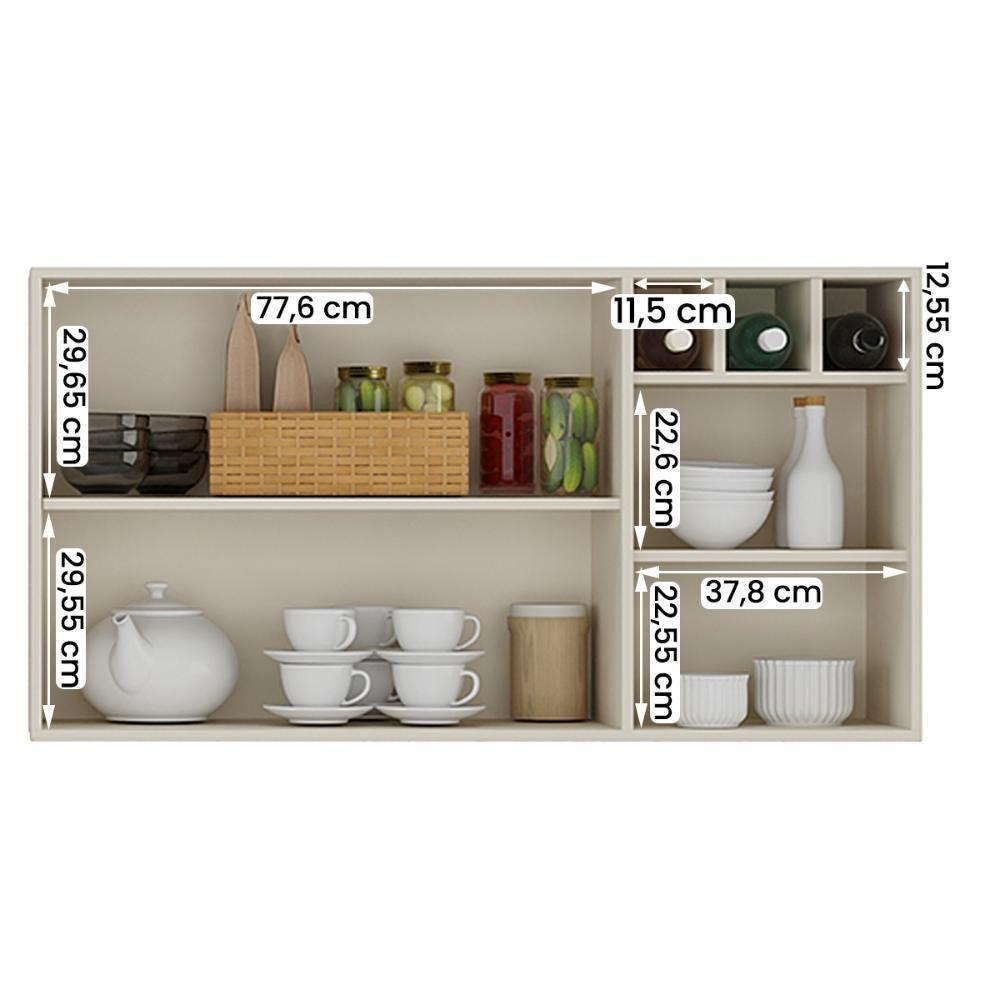 Aéreo Tunísia 120cm Com Nicho 2 Portas E Prateleiras Off White/canelato - 2