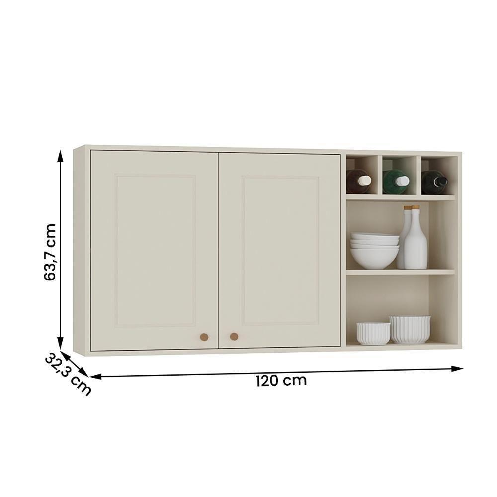 Aéreo Tunísia 120cm Com Nicho 2 Portas E Prateleiras Off White/canelato - 3