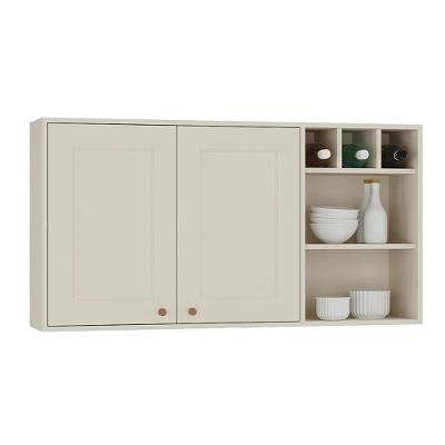 Aéreo Tunísia 120cm Com Nicho 2 Portas E Prateleiras Off White/canelato