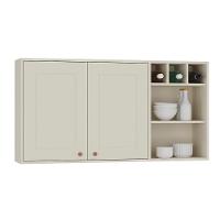 Aéreo Tunísia 120cm Com Nicho 2 Portas E Prateleiras Off White/canelato - 1