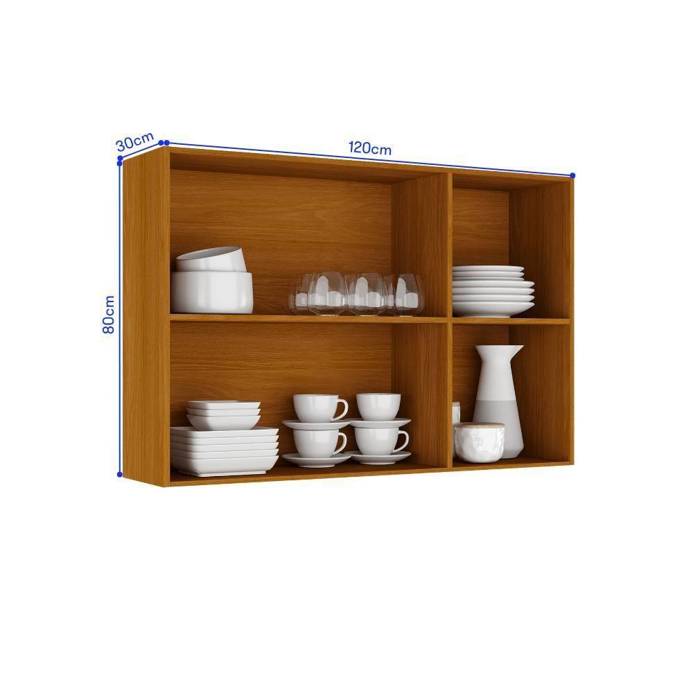 Armário Aéreo De Cozinha Itatiaia 120cm Em Madeira Cinamomo Com Vidro Temperado Reflecta - 2