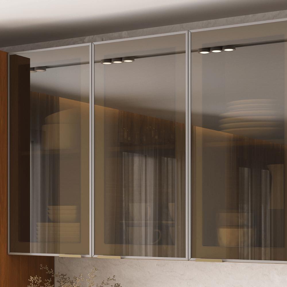 Armário Aéreo De Cozinha Itatiaia 120cm Em Madeira Cinamomo Com Vidro Temperado Reflecta - 5