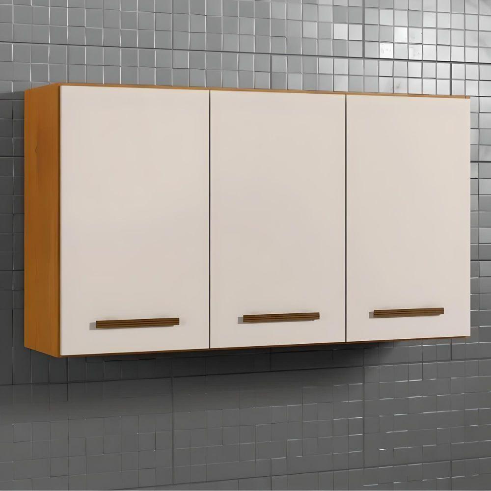 Armário Aéreo 3 Portas étios Kaiki Móveis Nature Off White - 4