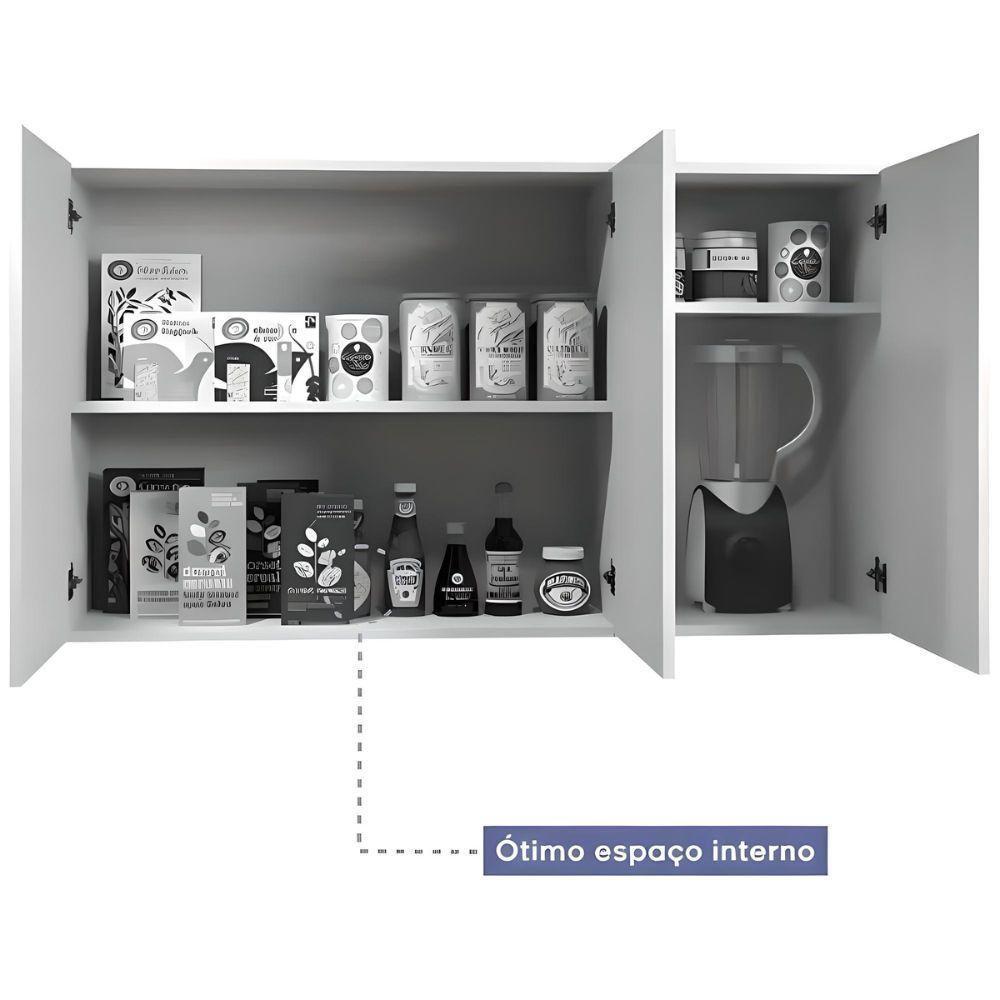 Armário Aéreo 3 Portas étios Kaiki Móveis Nature Off White - 6