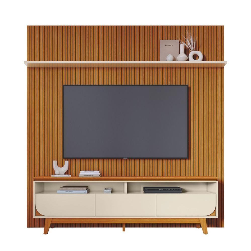 Kit Lyra Painel E Rack Com Painel Cinamomo-off-white - 2