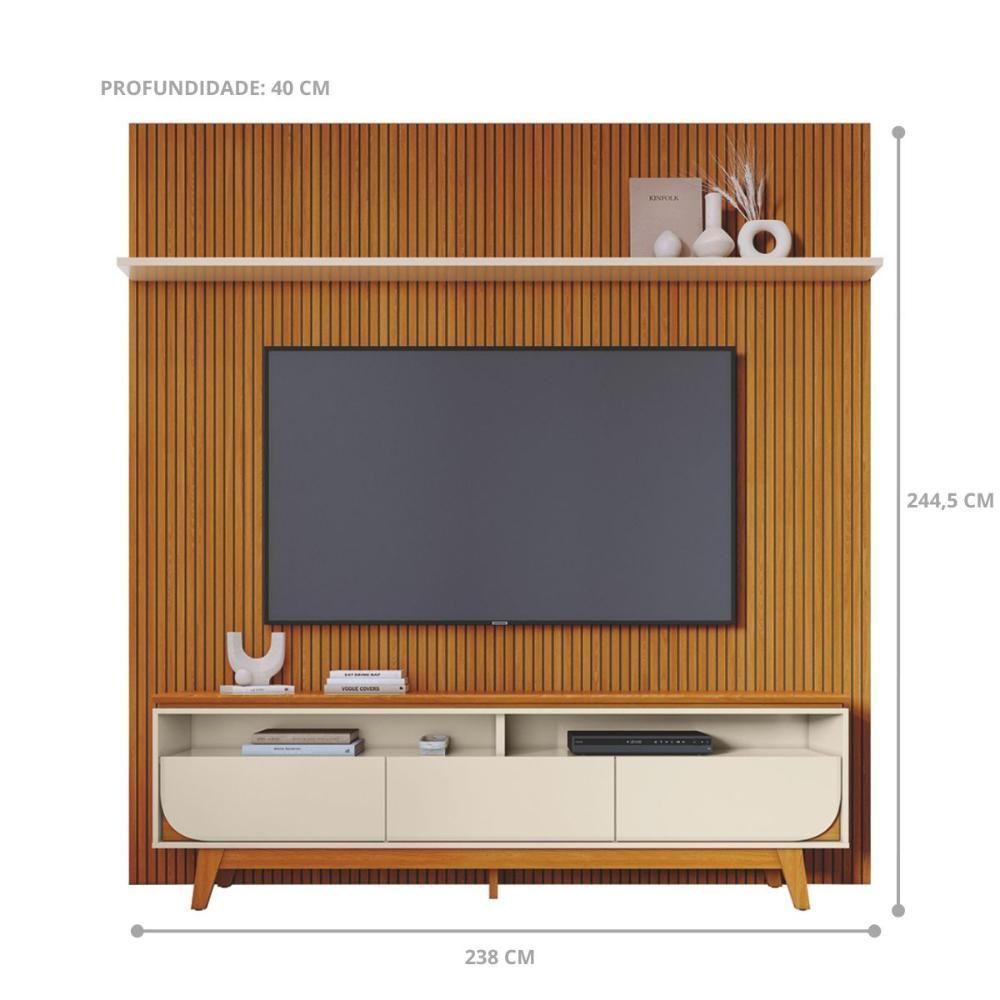 Kit Lyra Painel E Rack Com Painel Cinamomo-off-white - 3