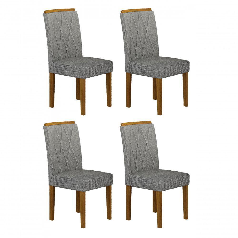 Kit 04 Cadeiras Sala De Jantar Lorena Mdf Moveis Leifer Freijó,linho Cinza - 1