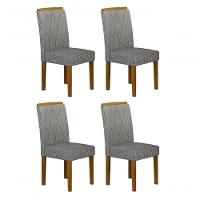 Kit 04 Cadeiras Sala De Jantar Lorena Mdf Moveis Leifer Freijó,linho Cinza - 1