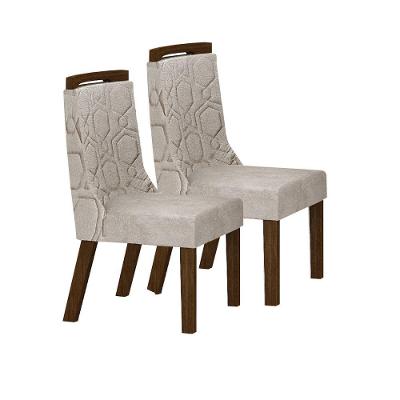 Kit 2 Cadeiras Sala De Jantar Agata Mdf Leifer Moveis Braúna,joli Palha