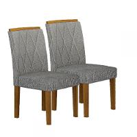 Kit 04 Cadeiras Sala De Jantar Lorena Madeira Moveis Leifer Freijó,linho Cinza - 1