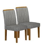 Kit 02 Cadeiras Sala De Jantar Lorena Mdf Moveis Leifer Freijó,linho Cinza - 1