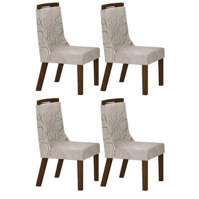 Kit 04 Cadeiras Sala De Jantar Agata Mdf Leifer Moveis Braúna,joli Palha