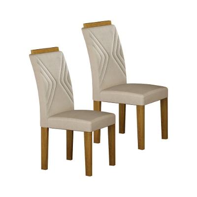 Kit 02 Cadeiras Sala De Jantar Clara Mdf Moveis Leifer Freijó,joli Palha