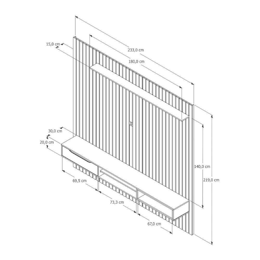 Home Para Tvs 85 Tucumã Ripado 2.3 Nature Jb Móveis - 4