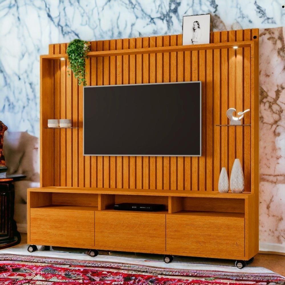Estante Home Tvs 60 4 Portas Absoluto Naturalle Ripado Carmolar - 1