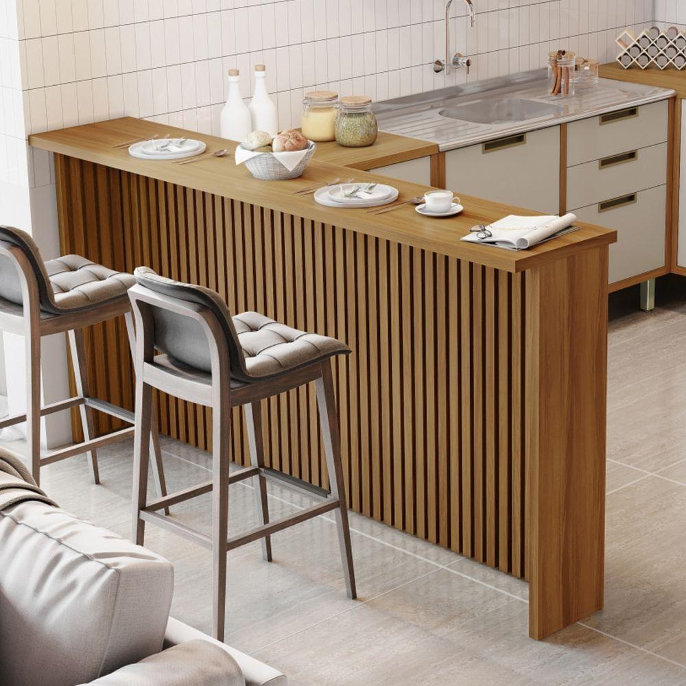 Painel Bancada Para Cozinha Nesher 200cm Nesher Móveis Freijó - 6