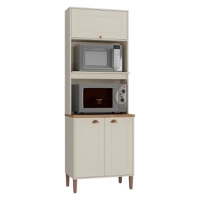 Paneleiro Tunísia Com 3 Portas Nichos E Prateleiras Off White/canelato