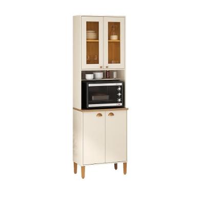 Paneleiro Cristaleira Tunísia 4 Portas Com Prateleiras 71cm Off White/canelato
