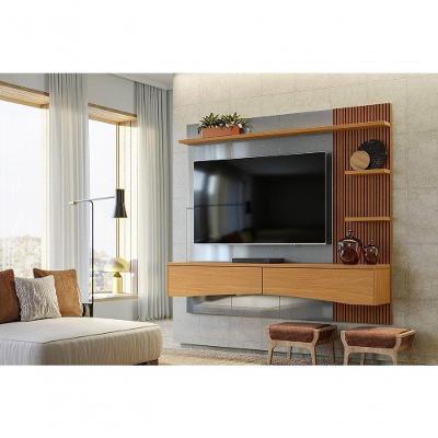 Painel P- Tvs Até 65 Europa Cinza Perolizado-tauari Ripado - Lukaliam