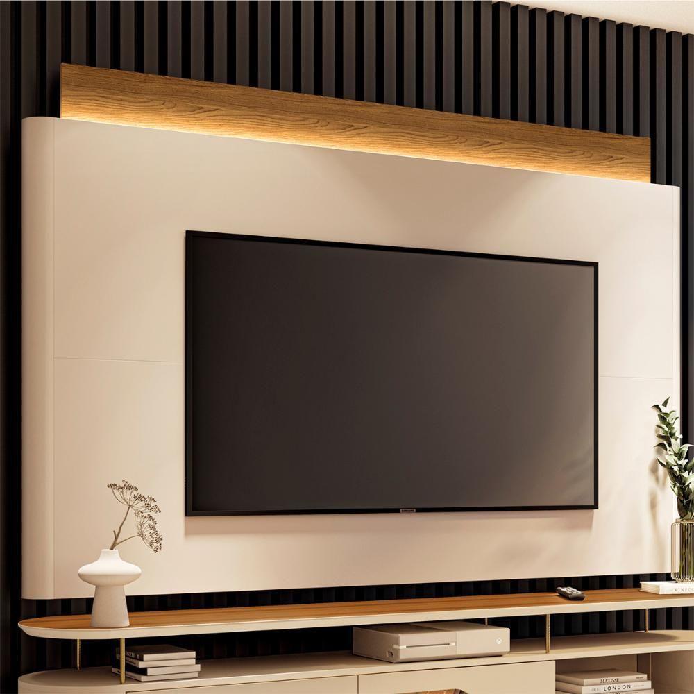 Painel Nobre Com Led Para Tv Até 85” Polegadas 208,5 Cm Off White/cinamomo - 2