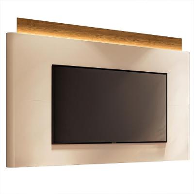 Painel Nobre Com Led Para Tv Até 85” Polegadas 208,5 Cm Off White/cinamomo