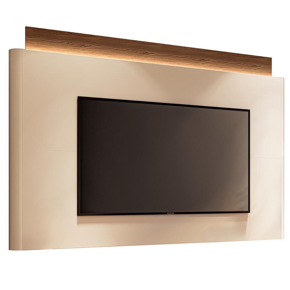 Painel Nobre Com Led Para Tv Até 85” Polegadas 208,5 Cm Off White/castanho - 1