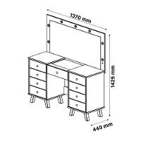Penteadeira Com Espelho E Leds Eloá Branca Com Banqueta Patrimar - 3