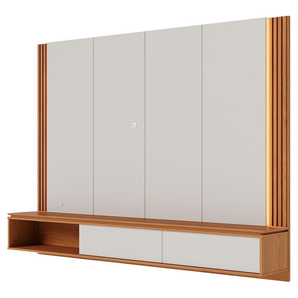 Painel Suspenso TV 75 Polegadas 217 Cm Loa Colibri Off White Matte Freijo - 1