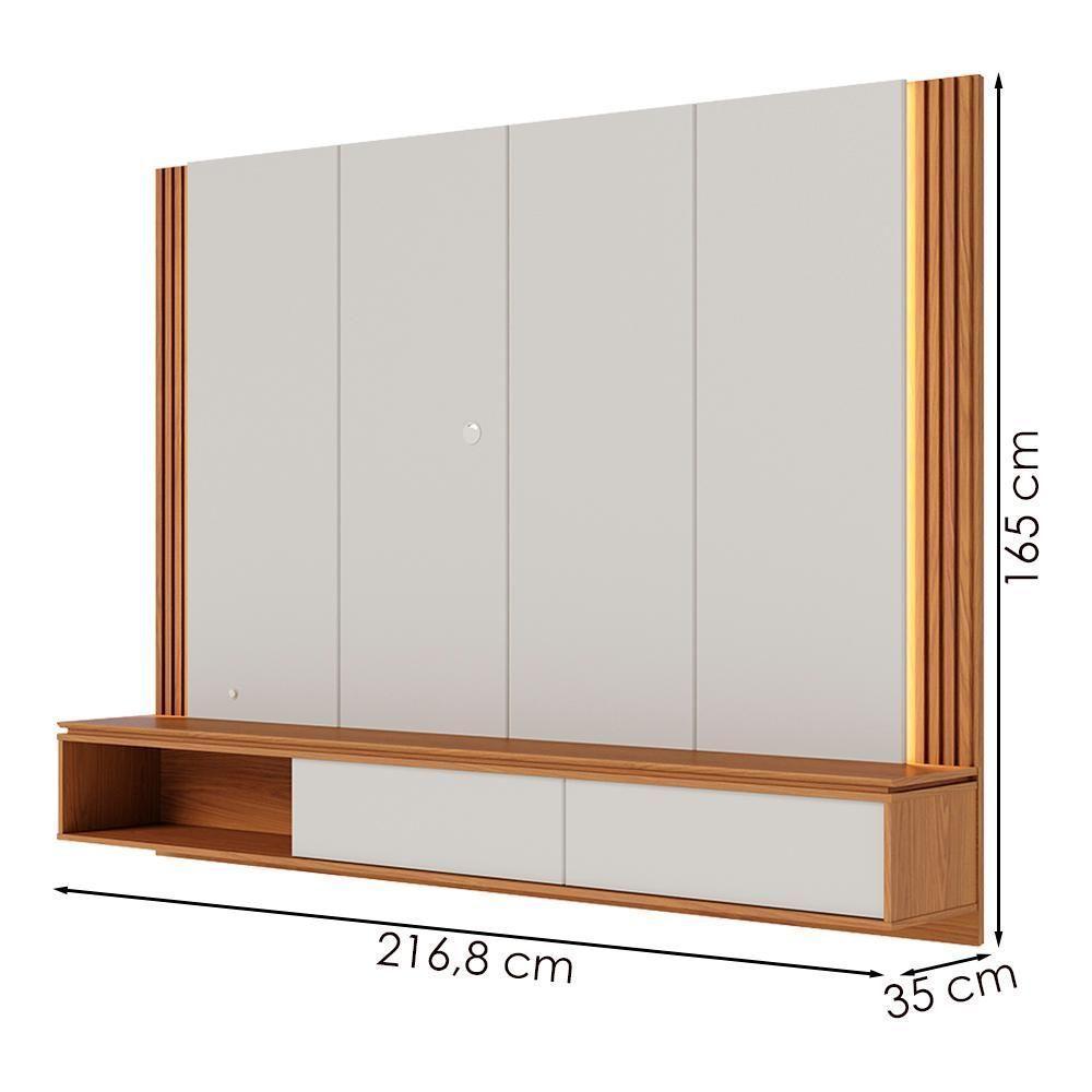 Painel Suspenso TV 75 Polegadas 217 Cm Loa Colibri Off White Matte Freijo - 3