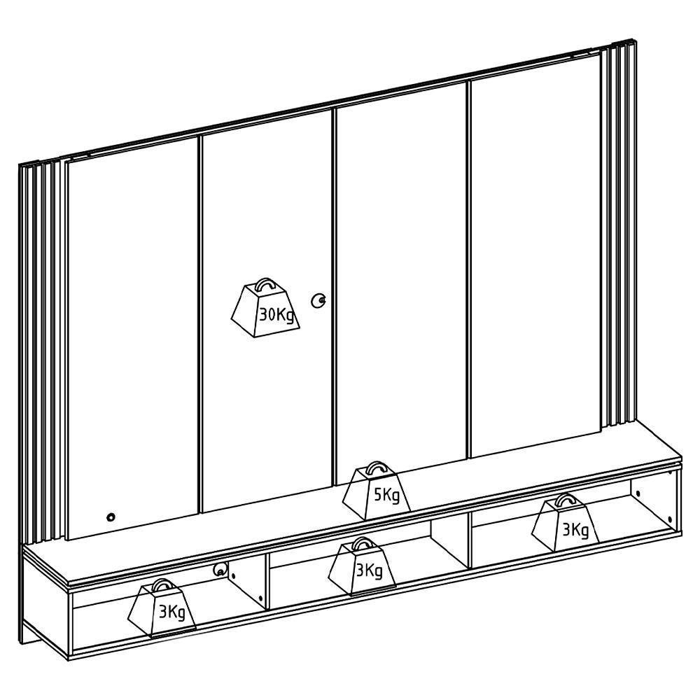 Painel Suspenso TV 75 Polegadas 217 Cm Loa Colibri Off White Matte Freijo - 4