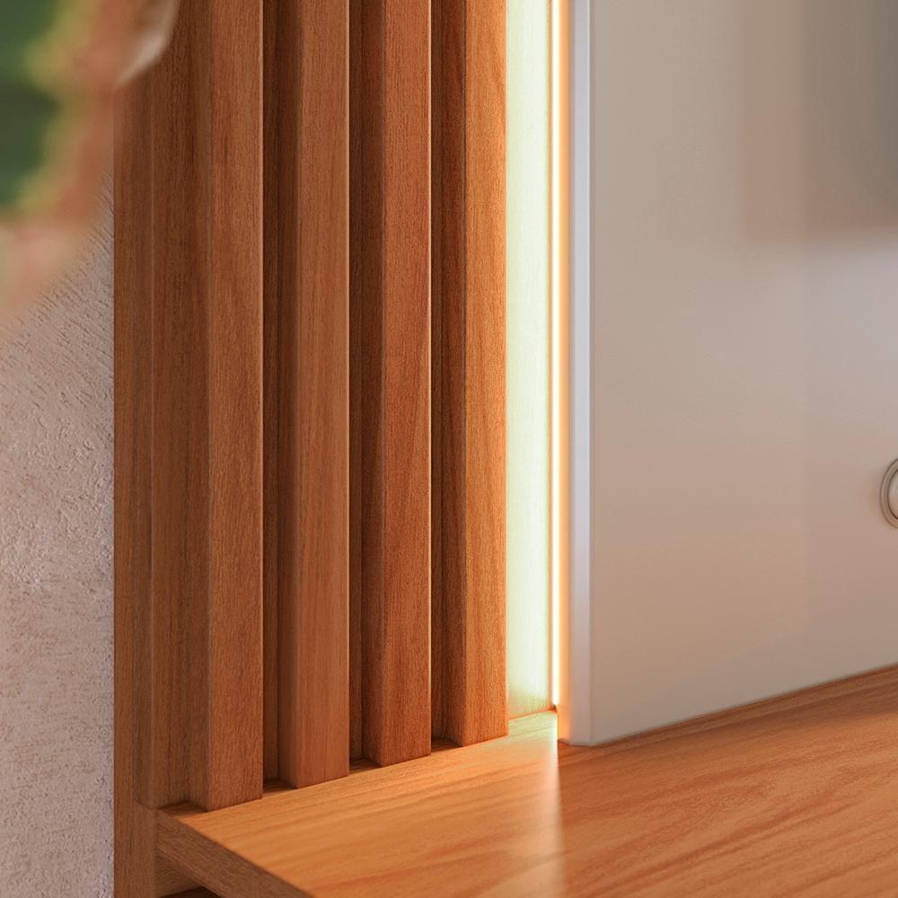 Painel Suspenso TV 75 Polegadas 217 Cm Loa Colibri Off White Matte Freijo - 8