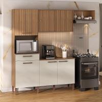 Armario Cozinha Com Balcão Pop Com 6 Portas E 1 Gaveta Canelato+3d Canelato/off White - 2