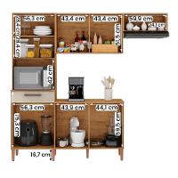 Armario Cozinha Com Balcão Pop Com 6 Portas E 1 Gaveta Canelato+3d Canelato/off White - 3