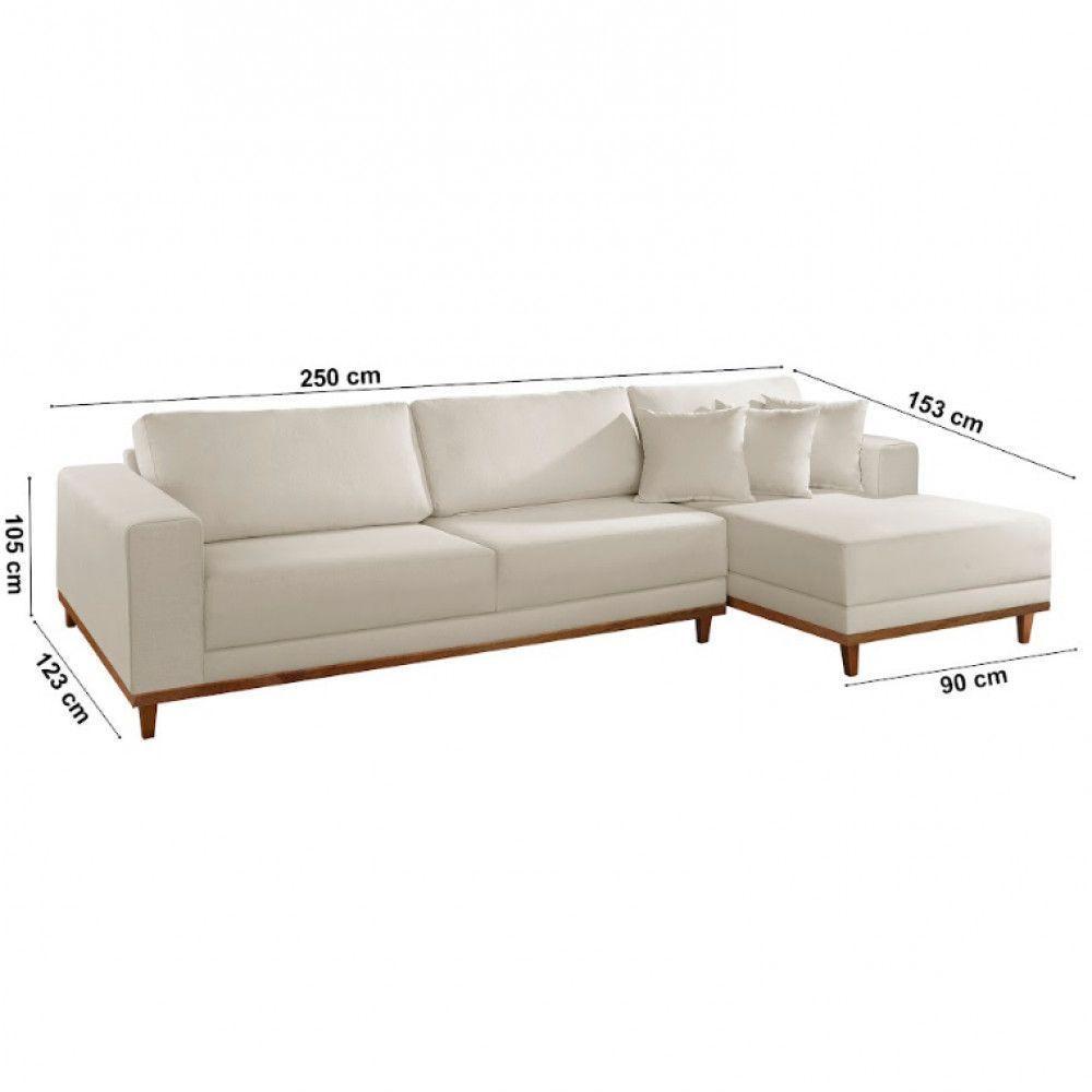 Sofá Cronos Linho 4lug Chaise Lado Direito Meu Sofá Online A302 Linho Branco - 2