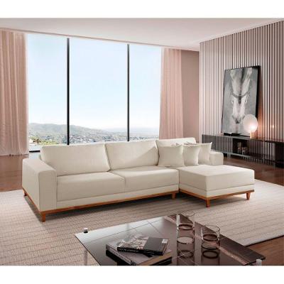 Sofá Cronos Linho 4lug Chaise Lado Direito Meu Sofá Online A302 Linho Branco