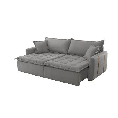 Sofá Cama Linho Em Madeira Eucalipto 200cm Meu Sofá Online A230 Linho Cinza