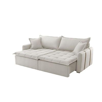 Sofá Cama Linho Em Madeira Eucalipto 200cm Meu Sofá Online A302 Linho Branco