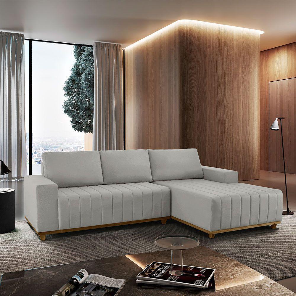 Sofá Boreal De 200cm B25 Chaise Lado Direito Meu Sofá Online B026 Veludo Prata - 1