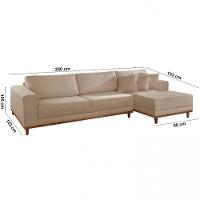Sofá Cronos Linho 4lug Chaise Lado Direito Meu Sofá Online A226 Linho Bege - 1