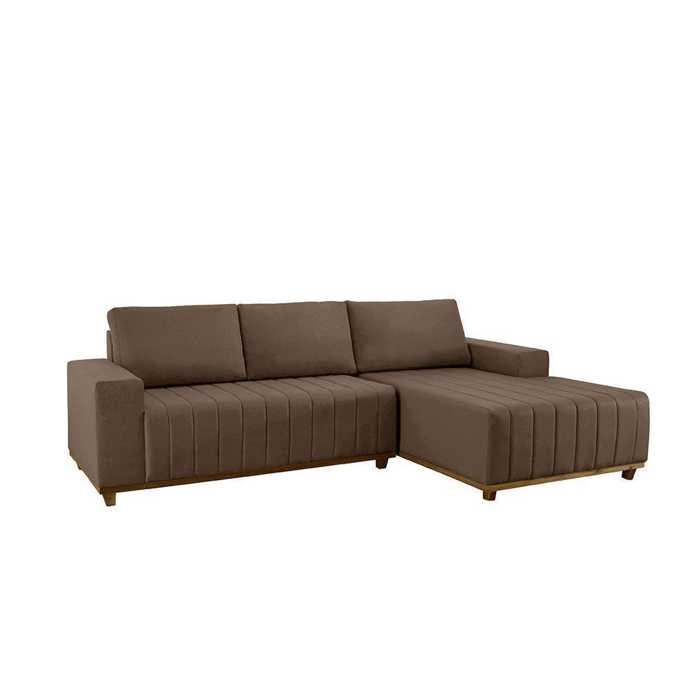 Sofá Boreal De 200cm B25 Chaise Lado Direito Meu Sofá Online B016 Veludo Marrom - 4